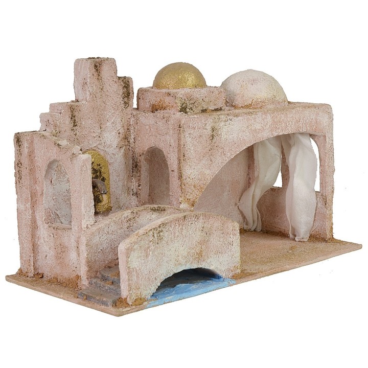 Capanna Palestinese con ponte e fontana cm 29x15x18,5 h