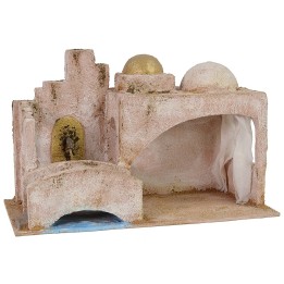 Capanna Palestinese con ponte e fontana cm 29x15x18,5 h