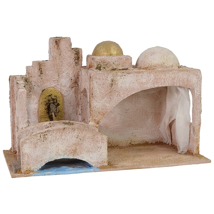 Capanna Palestinese con ponte e fontana cm 29x15x18,5 h