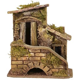 House with staircase and shed 16.5x10.5x17.5 h cm
