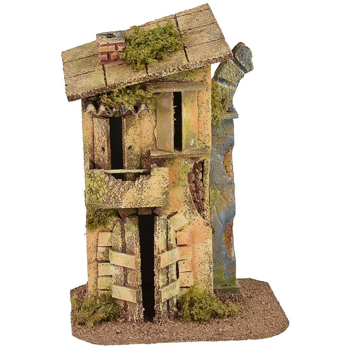 Casa con balcone e rudere di arco cm 17x12,5x24 h
