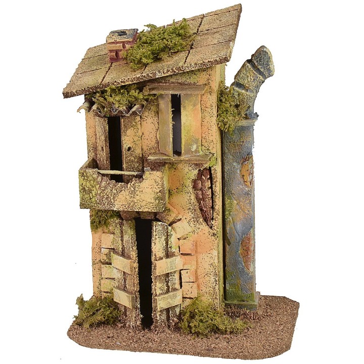 House with balcony and arch ruins 17x12.5x24h cm