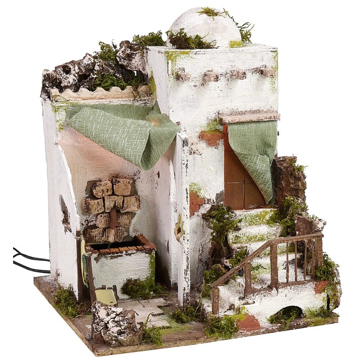 Casa araba illuminata con fontana funzionante cm 30,5x30,5x37,5
