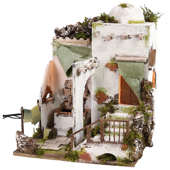 Casa árabe iluminada con fuente funcional de 30,5x30,5x37,5 cm h