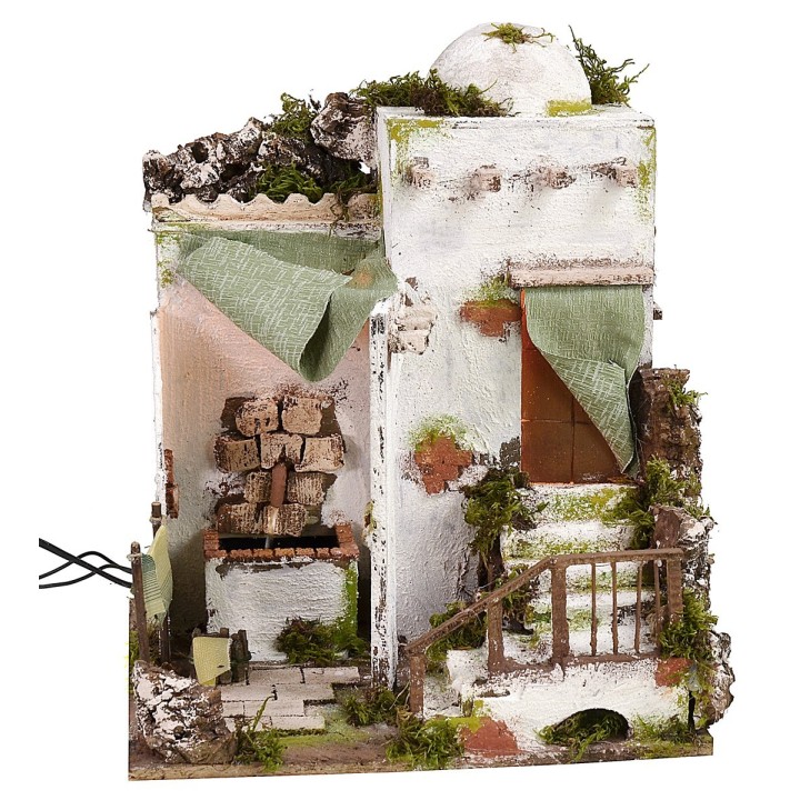 Casa araba illuminata con fontana funzionante cm 30,5x30,5x37,5