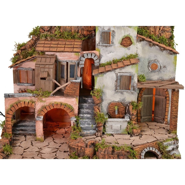 Presepe illuminato con fontana funzionante cm 61,5x41x52,5 h