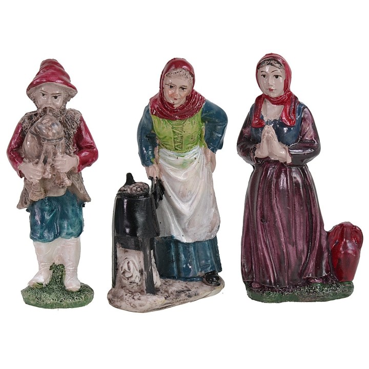Set of 3 subjects 9 cm in resin