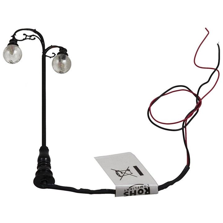 Street lamp 8 cm with double 3V warm light led lamp