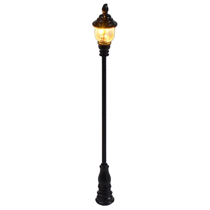 Farola de calle de 8 cm con linterna circular y luz LED cálida
