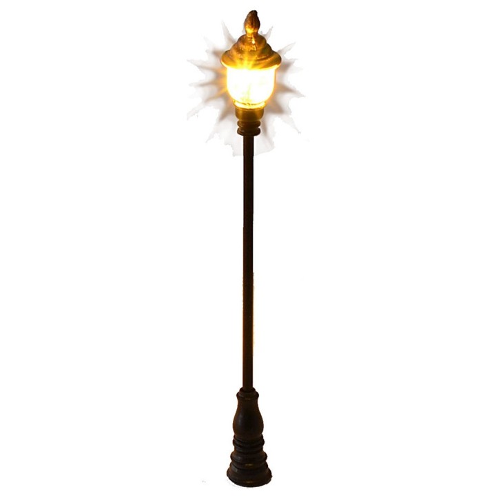 Lampione da strada 8 cm con lanterna circolare e luce led calda