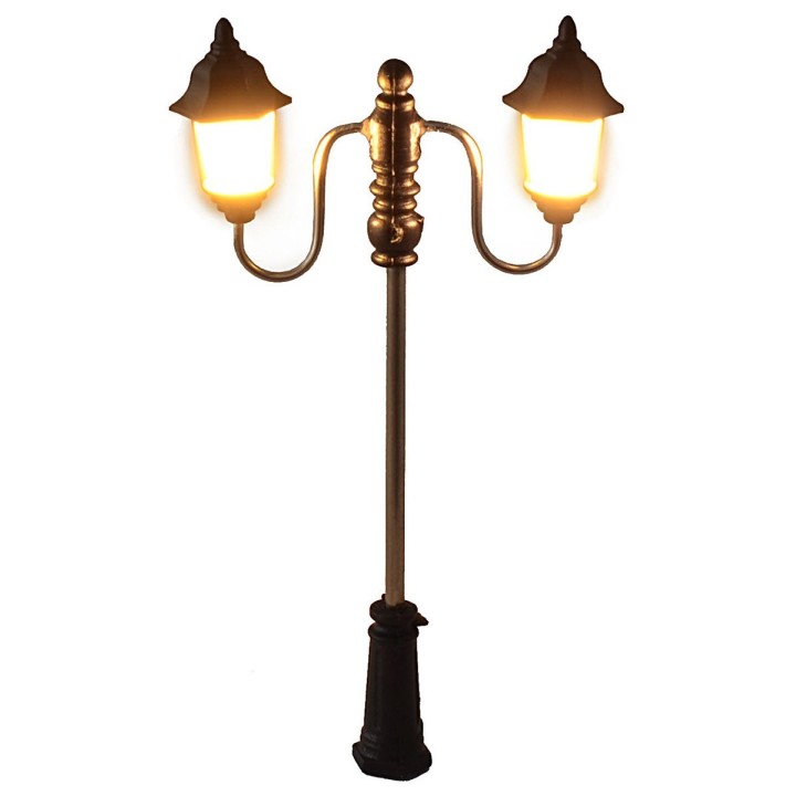 Lampione da strada cm 7 con doppia lanterna e luce led 3V