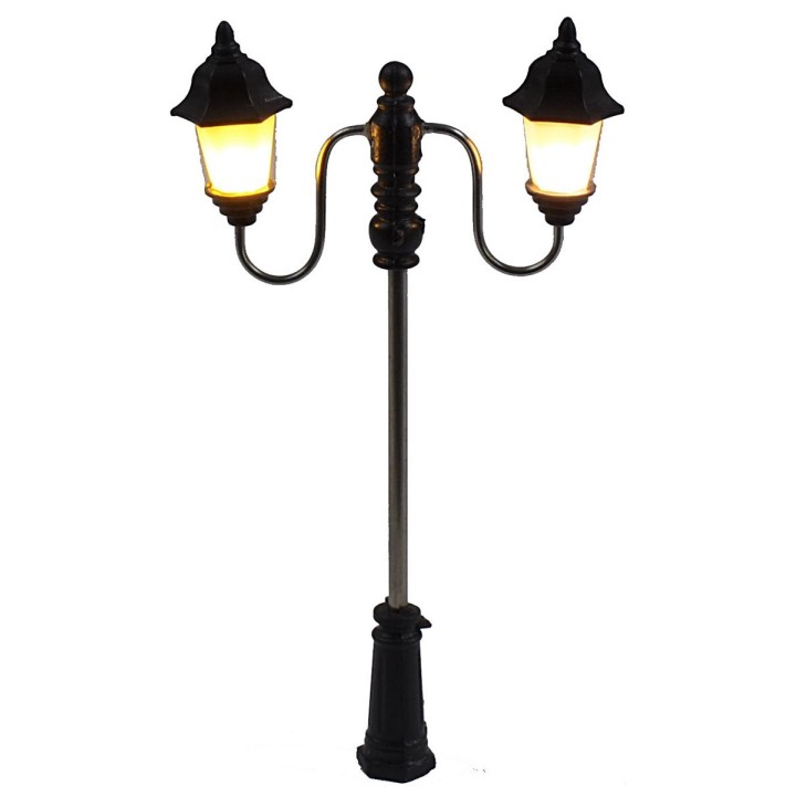 Street lamp 7 cm with double lantern and warm white 3V LED light