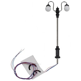 Farola de calle de 7 cm con dos lámparas redondas de LED 3V luz