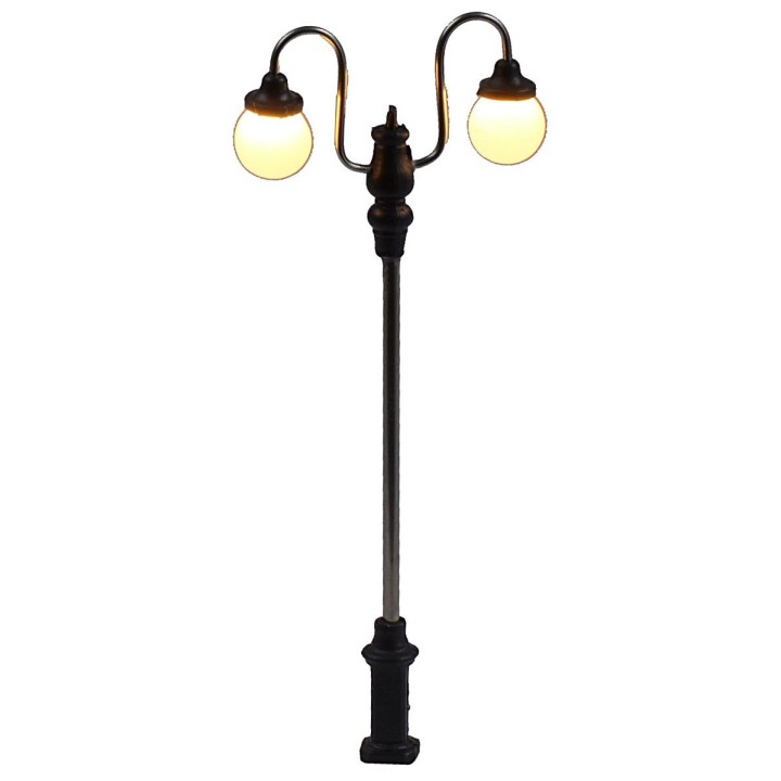 Street lamp 7 cm with two round 3V warm light LED lamps