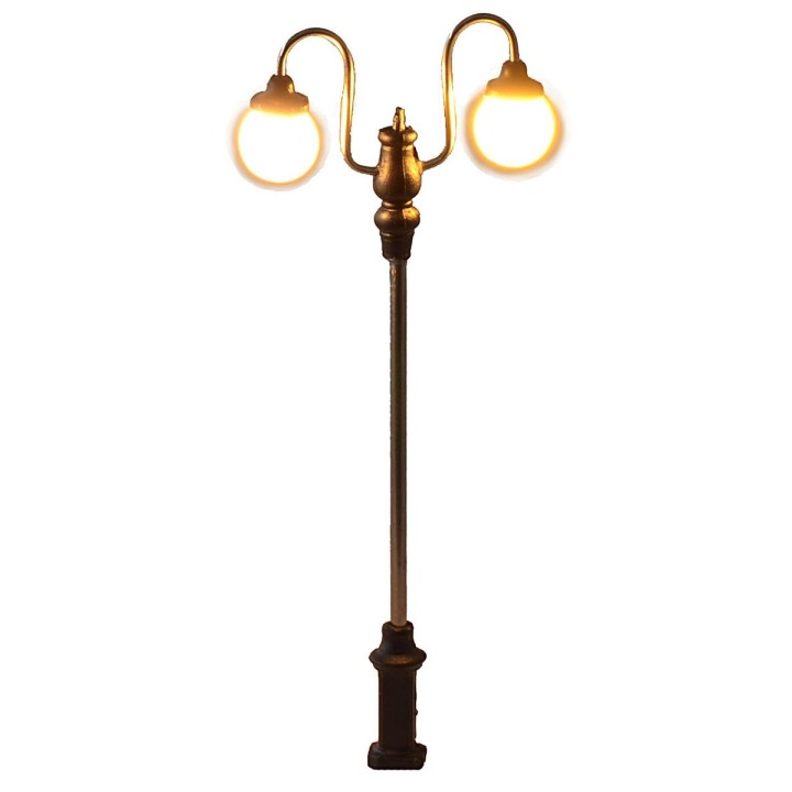 Lampione da strada cm 7 con due lampade tonde a led 3V luce