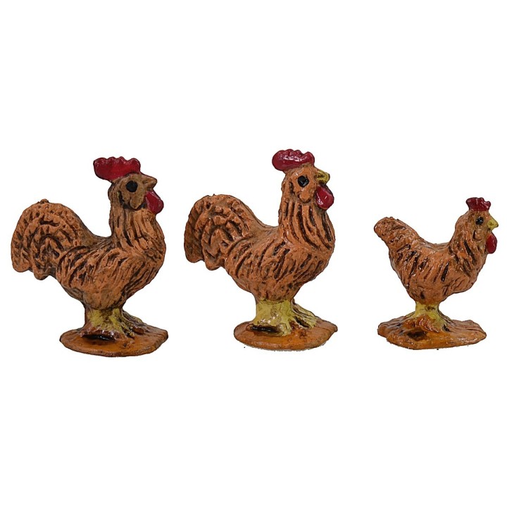 Juego de 3 gallinas para estatuas de 5-6-6,5 cm.