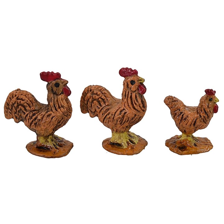 Juego de 3 gallinas para estatuas de 5-6-6,5 cm.