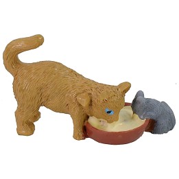 Gatto che mangia con topo -animali per presepe