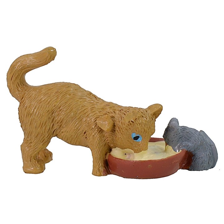 Gatto che mangia con topo -animali per presepe