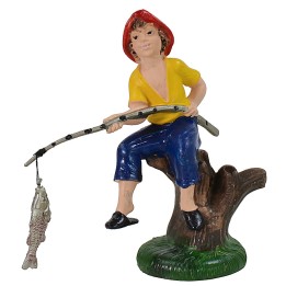 Fisherman with fish 10 cm color in pvc