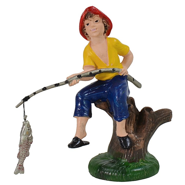 Fisherman with fish 10 cm color in pvc