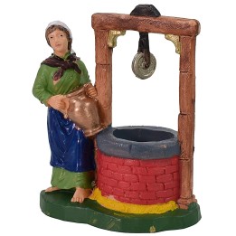 Woman at the well with 10cm colored pvc amphora