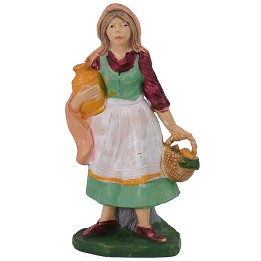 Donna con cesto e anfora 10 cm color in pvc