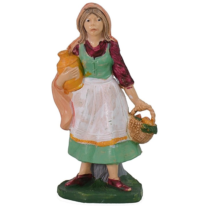 Donna con cesto e anfora 10 cm color in pvc