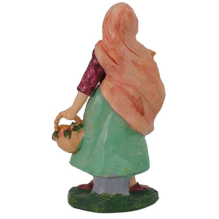 Woman with basket and 10cm colored amphora in PVC