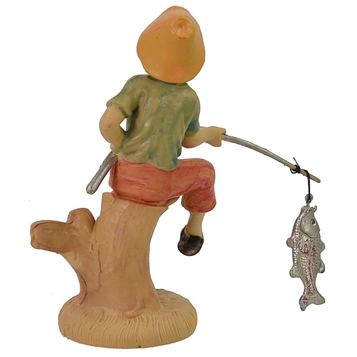 Fisherman with fish 10 cm lux in pvc