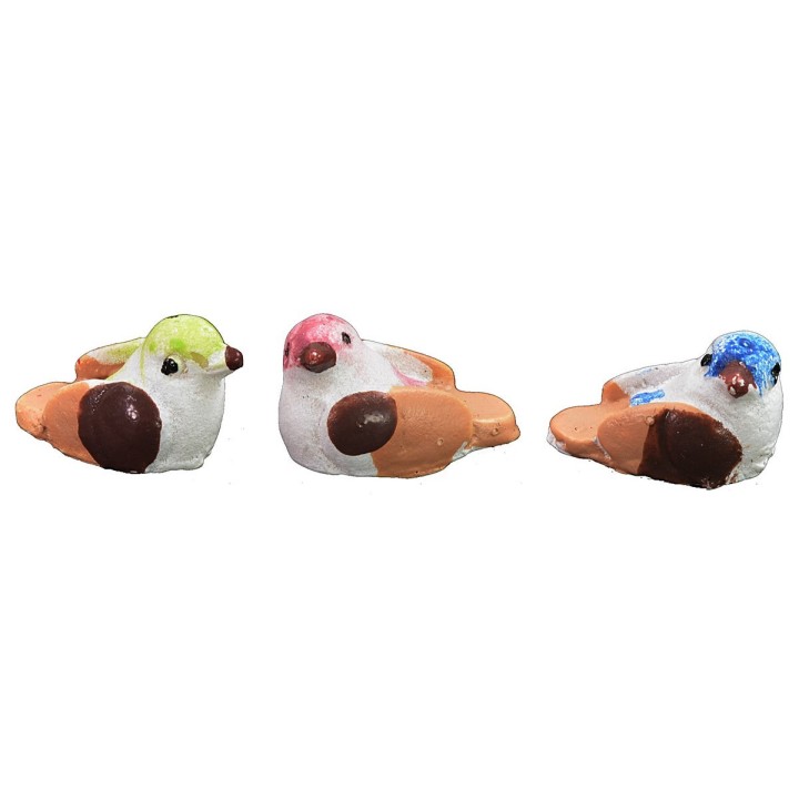 Set 3 uccellini cm 1,6 in colori assortiti - UC16
