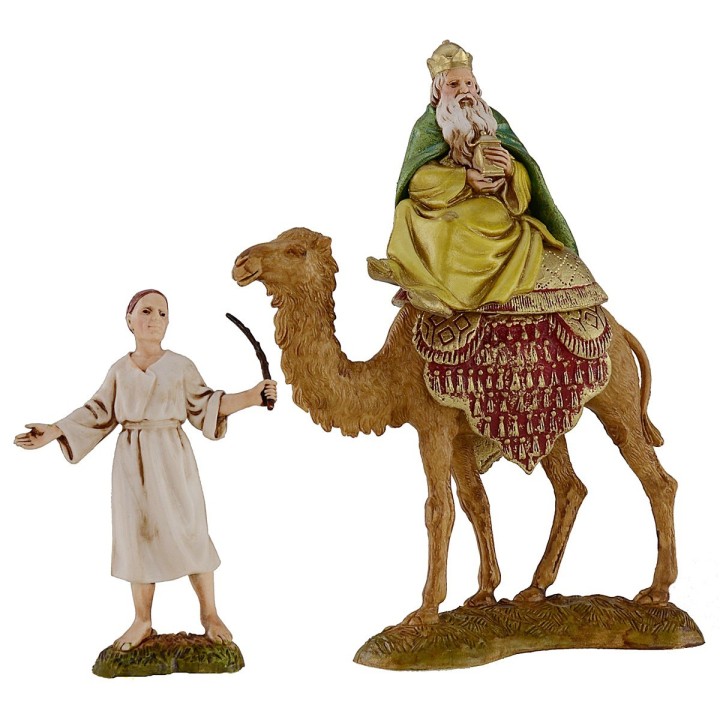 Tres Reyes Magos en camello con camelleros serie 10 cm Landi