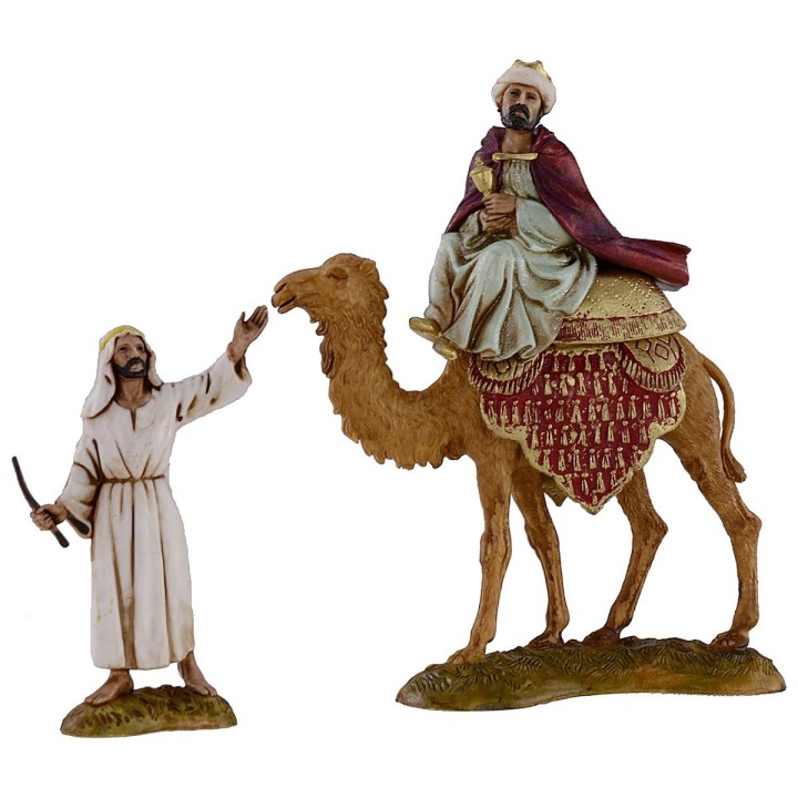 Tres Reyes Magos en camello con camelleros serie 10 cm Landi