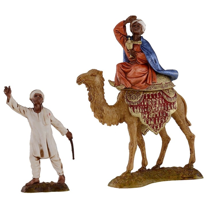 Tre Re Magi a cammello con cammellieri serie 10 cm Landi