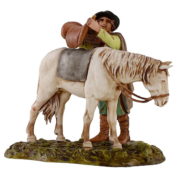 Man saddled horse scene 10 cm Landi Moranduzzo