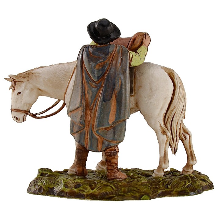 Man saddled horse scene 10 cm Landi Moranduzzo