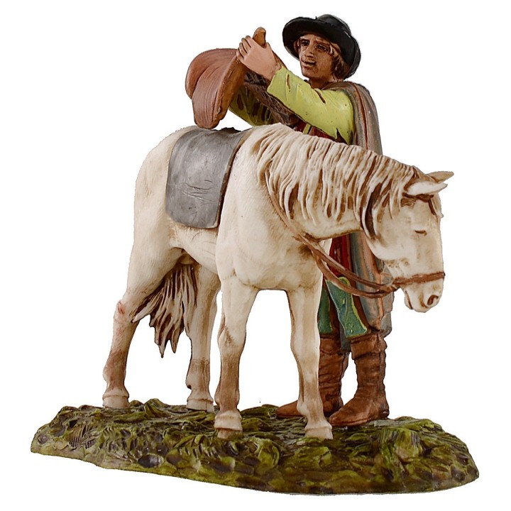 Man saddled horse scene 10 cm Landi Moranduzzo