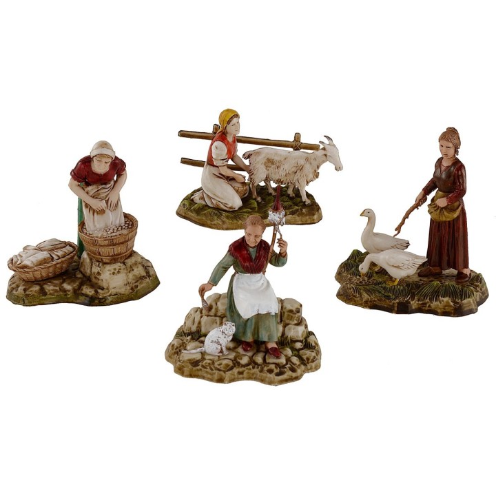 Set 4 scene con donne al lavoro serie 10 cm Landi Moranduzzo