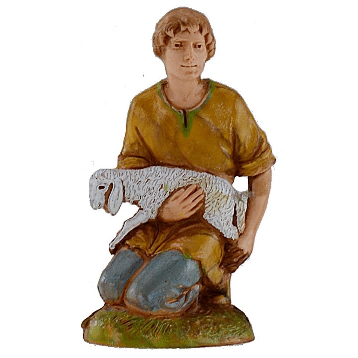 Ragazzo in ginocchio con agnello serie 10 cm Landi Moranduzzo