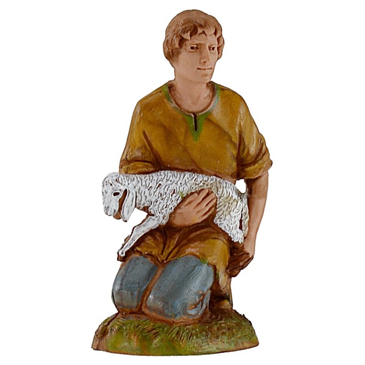 Ragazzo in ginocchio con agnello serie 10 cm Landi Moranduzzo