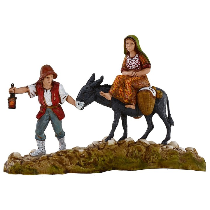 Man and woman with donkey 10 cm Landi Moranduzzo