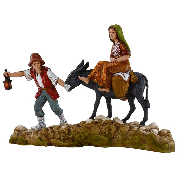 Uomo e donna con asino 10 cm Landi Moranduzzo