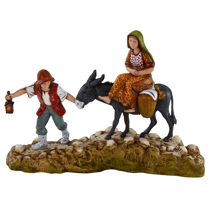 Man and woman with donkey 10 cm Landi Moranduzzo