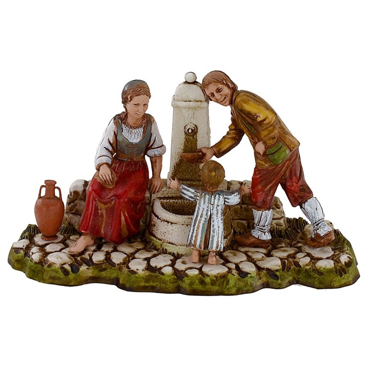Family at the fountain 10 cm Landi Moranduzzo