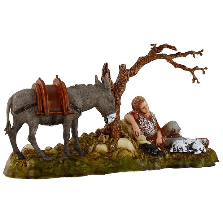 Man resting with donkey 10 cm Landi Moranduzzo