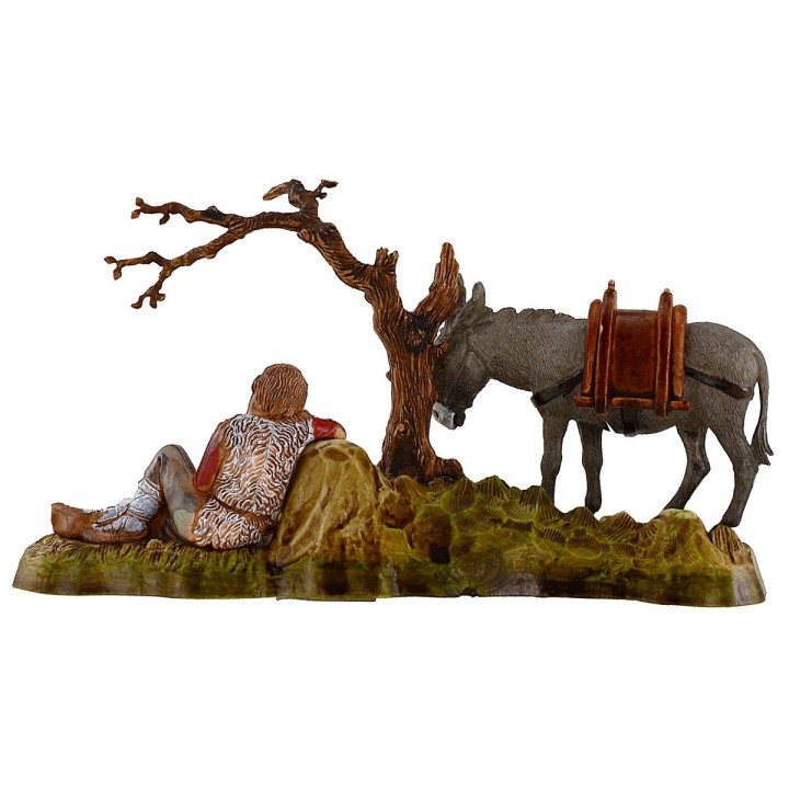 Man resting with donkey 10 cm Landi Moranduzzo
