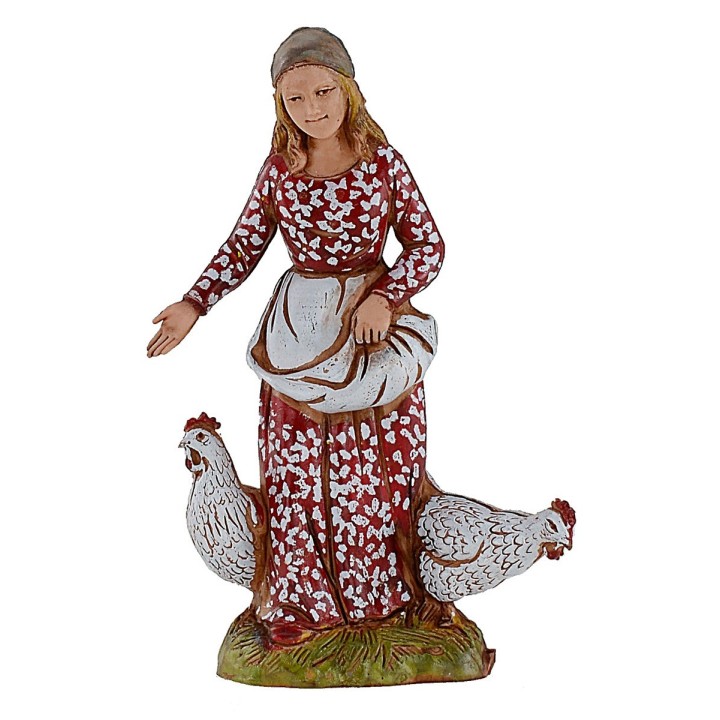 Woman with hens 10 cm Landi Moranduzzo