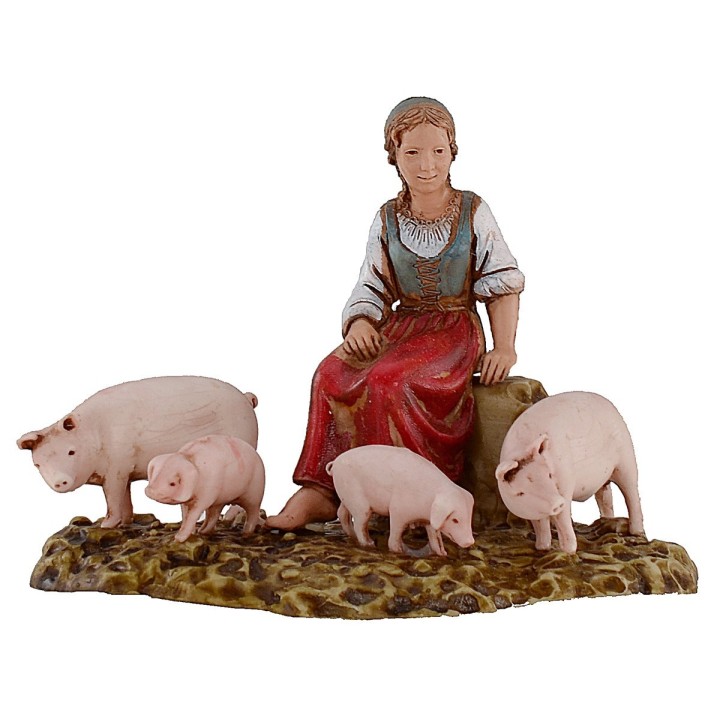 Woman with pigs series 10 cm Landi Moranduzzo