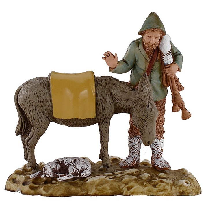 Bagpiper with donkey 10 cm Landi Moranduzzo