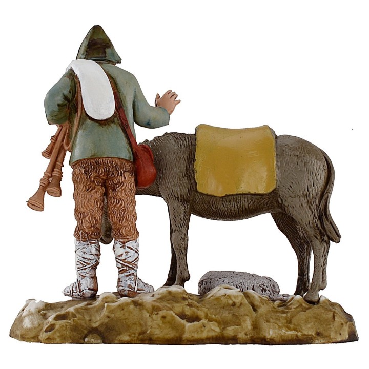 Zampognaro con asino 10 cm Landi Moranduzzo